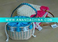 Wholesale cute round wicker straw rattan basket bag