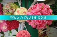 Wholesale Artificial silk kissing rose flower ball for wedding decoration
