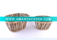 Wholesale outdoor garden decoration mini rattan basket s/2