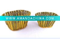 Wholesale Handmade Indoor Egg-shaped Mini Flower Baskets S/2