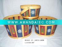 Wholesale Hot popular wood gift basket with christmas holiday decoration