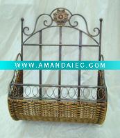 Wholesale METAL & RATTAN WALL BASKET- XF34522