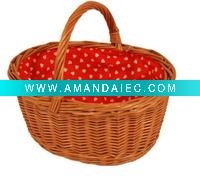 Wholesale round wicker shopping basket with handle