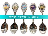 2012 Newest item silver metal spoon souvenir with epoxy logo (LFSP9)