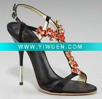 Wholesale sexy red flower crystal sandal high heel