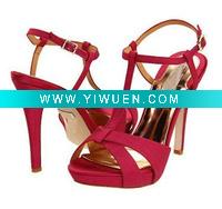 Wholesale graceful red strap suede sandals high heel