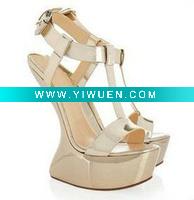 Wholesale apricot strange heel no heel sandals