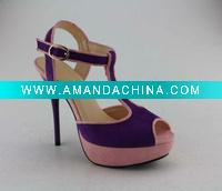 Wholesale 2012 new design high heel miti-color lady sandals