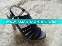 Wholesale 2012 new style high heel leather deep blue woman shoes summer sandals