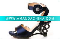 Wholesale fashion rhinestone flower wedge sandal