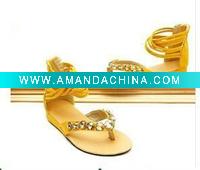 Wholesale fashion lady rhinestone thin strap flat sandal