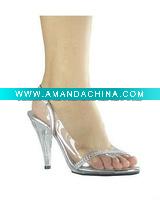 Wholesale transparent PVC high heel sandal with mini platform and rhinestone SW1155