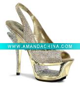 Wholesale 2012 Gold and various color sexy design with rhinestones women high heel sandal
