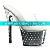 Wholesale 2012 HOT DESIGN ! Clear upper& Rhinestones on platform and heel sexy women high heel sandal