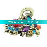 Wholesale fashion colorful crystals ancient golden leaf Claw clip as hair accessories