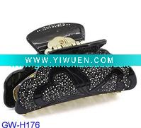 Wholesale 2012 new trendy ladies vintage boutique heart shaped hair claws with hematite rhinestones