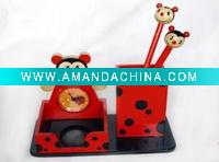 Wholesale cute 2011 animal style wooden school stationery