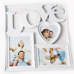 Wholesale Combination Wall Hanging 3 Pockets Pages 5" by 7" / 4" by 6" / 4" by 4"  in Different shape with Love Letters Photo Frame