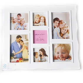 Brief Style Unique 7 Pocket Pages Holds 3" by 3" / 4" by 4" / 4" by 6" White Black Wall Hanging Photo Frame