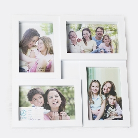 Wholesale Classic Brief Style 4 Pocket Pages Holds 4" by 6" White Black Wall Hanging Photo Frame