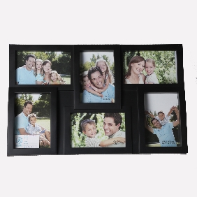 Wholesale Classic Brief Style 6 in 1 Holds 4" by 6" Black White Wall Hanging Photo Frame