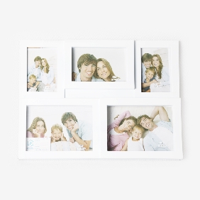 Classic 5 in 1 Holds 5" by 7" / 6" by 4" / 3.5" by 5" White Black Combination Wall Hanging Photo Frame