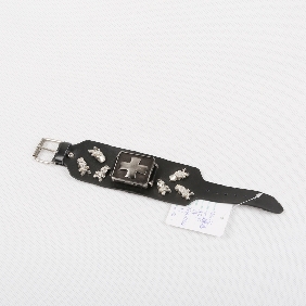 Wholesale Cross Pattern Blue Belt Watch with Riverting Accessories