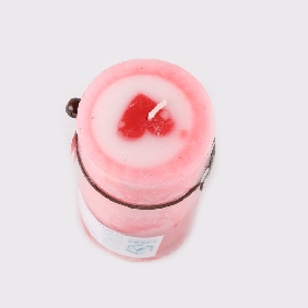 Wholesale Fashion Pillar Shape Pink With Red Heart Inside Fruit Scent Art Candles