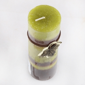 Wholesale Fashion Pillar Shape Green Color With Fruit Scent Art Candles