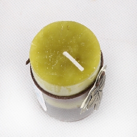 Wholesale Fashion Pillar Shape Brown And Green Color With Aroma Art Candles