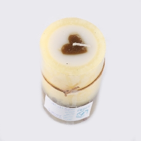 Wholesale Fashion Pillar Shape Light Yellow With Brown Heart Inside Aroma Art Candles