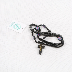 Wholesale Wooden Bead Necklace With Cross In Solid Color In OPP Bag Package