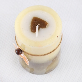 Wholesale Fashion Pillar Shape Light Yellow And Brown Heart Inside Aroma Art Candles