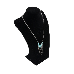 Wholesale Alloy Necklace With Small Blue Beads In OPP Bag Package