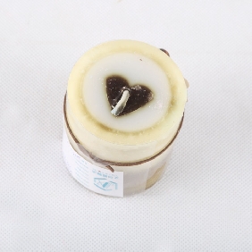 Wholesale Fashion Pillar Shape Light Yellow And Brown Heart Inside Aroma Art Candles