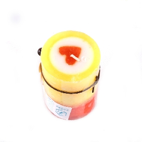 Wholesale Fashion Pillar Shape Yellow With Red Heart Inside Fruit Scent Art Candles