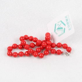 Wholesale Coral Necklace Length 46cm Bead's Diameter 14li In Red Color In OPP Bag Package