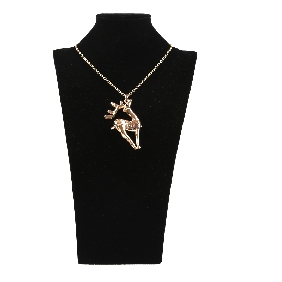 Wholesale Alloy Running Deer Shape Pendant with Blue Crystal Hot Sale Fashion Long Gold Chain Necklace