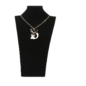 Wholesale Alloy Gold Lovely Cat Shape Pendant with Epoxy Black face Hot Sale Fashion Long Gold Chain Necklace