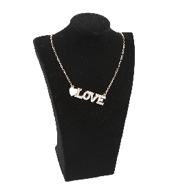 Wholesale Alloy Heart Shape and Letter LOVE Pendant with Silver Crystal Hot Sale Fashion Long Gold Chain Necklace