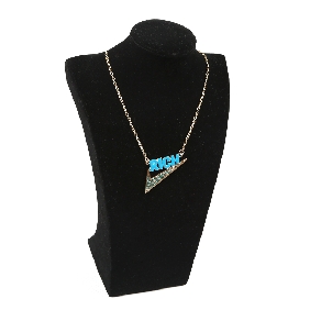 Wholesale Alloy Blue Letter RICH and it's Logo with Blue Crystal on Pendant Hot Sale Fashion Long Gold Chain Necklace