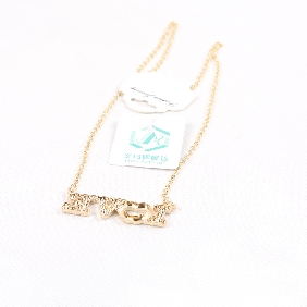 Wholesale Alloy Gold Letter LOVE with mouth in and Silver Crystal on Hot Sale Fashion Long Gold Chain Necklace