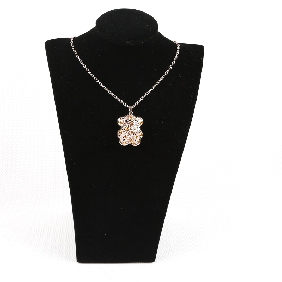 Wholesale Alloy Lovely Gold Bear Hollow with Colorful Stones on the Body Shape Pendant Hot Sale Fashion Long Gold Chain Necklace