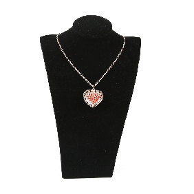 Wholesale Alloy Heart Hollow Shape within Red Stone Pendant Hot Sale Fashion Long Gold Chain Necklace