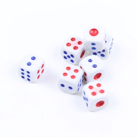 Wholesale 13mm Opaque Gaming Dice for Poker and Card Games + Free Small Size White Dice Block + Blue with Red Dot