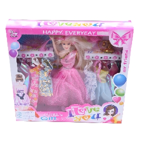 Wholesale Pink Barbie doll and Fashions Gift Set Different Dressing Up