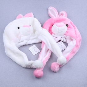Wholesale pink and white rabbit baby winter hat