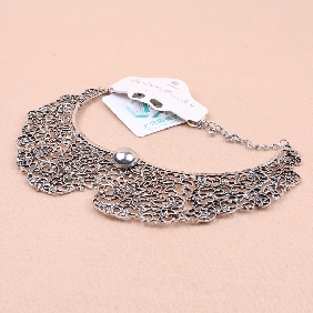 Wholesale new fashion stylish alloy hollowed-out  flabellum necklace