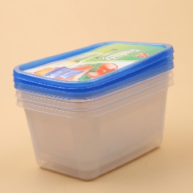 Wholesale Oblong Transparent and Blue Food Container