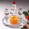 Wholesale Crystal Candlestick with two transparent snowman and christmas tree
